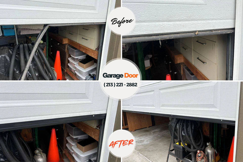 Before and after: garage door repair Saratoga, WY